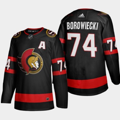 Ottawa Ottawa Senators #74 Mark Borowiecki Men's Adidas 2020-21 Authentic Player Home Stitched NHL Jersey Black